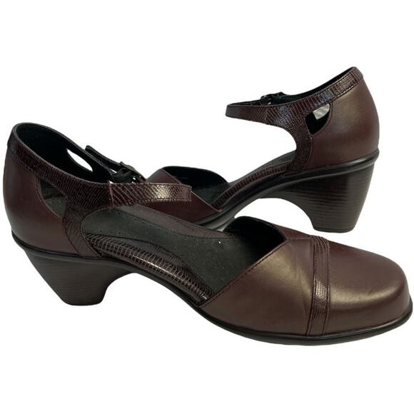 Dansko Brown Leather Block Heel Ankle Strap Buckle Shoes Women's Size 39 US 8.5 - Picture 1 of 9